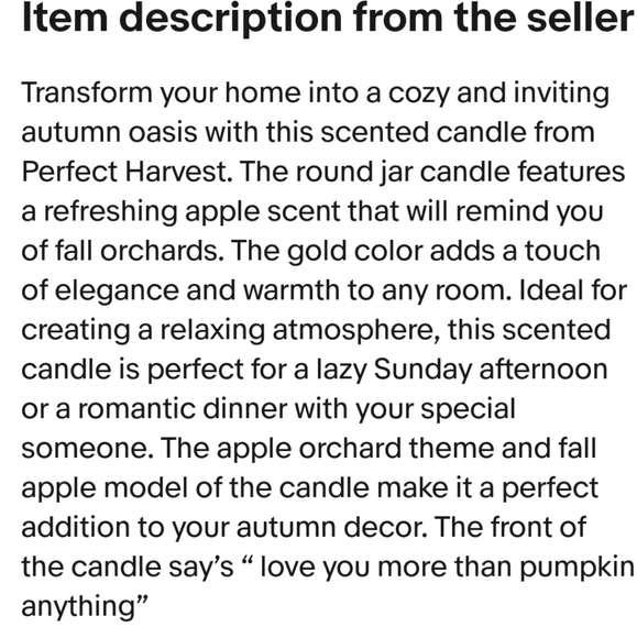 Apple Orchard Scented 18oz Candle New Love You More Than Pumpkin Anything - Picture 5 of 5